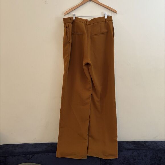 Wilfred Cabaret Pants 14 Womens Aritzia Brown Caramel Crepette Flare Trousers - Picture 2 of 3